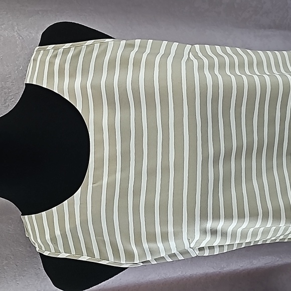 J. Crew Taupe & White Cross Back Tank, Size 4 - Picture 2 of 6